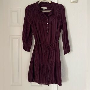 LOFT burgundy Tie Waist Dress